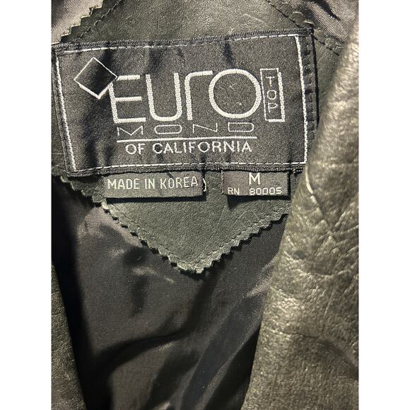 Vtg Euro Mono Of California Black Leather Jacket, Women’s Medium, Made in Korea - Picture 3 of 10